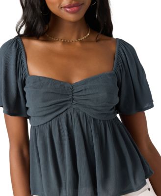 Juniors' Reema Sweetheart-Neck Empire-Seam Top