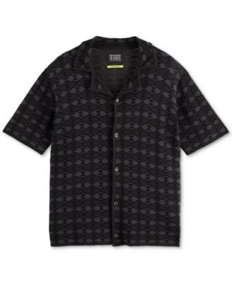 Men's Short Sleeve Tone on Tone Button-Front Shirt