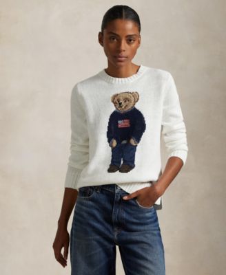 Polo Ralph Lauren - Women's Polo Bear Linen-Cotton Crewneck Sweater
