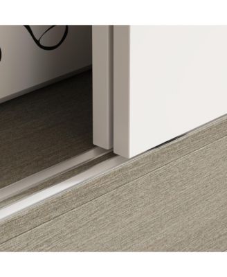 Modern high-quality grey wood color sliding door wardrobe, made of wood, with hanging clothes pole