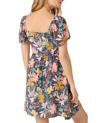 Juniors' Carina Floral-Print V-Neck Mini Dress