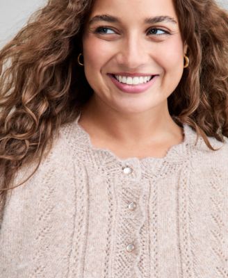 Trendy Plus Size Pointelle Knit Cardigan,  Macy's Exclusive 