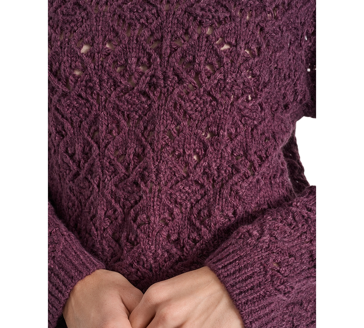 Dkny Jeans Petite Pointelle Crewneck Sweater In Brown