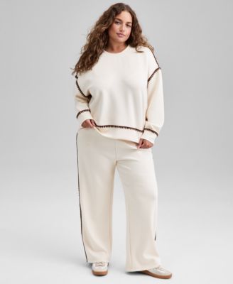 Trendy Plus Size Cozy Scuba Whipstitch Sweatshirt, Macy's Exclusive 