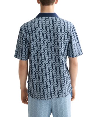 Men's Relaxed Fit Short Sleeve Geo Print Polo Shirt