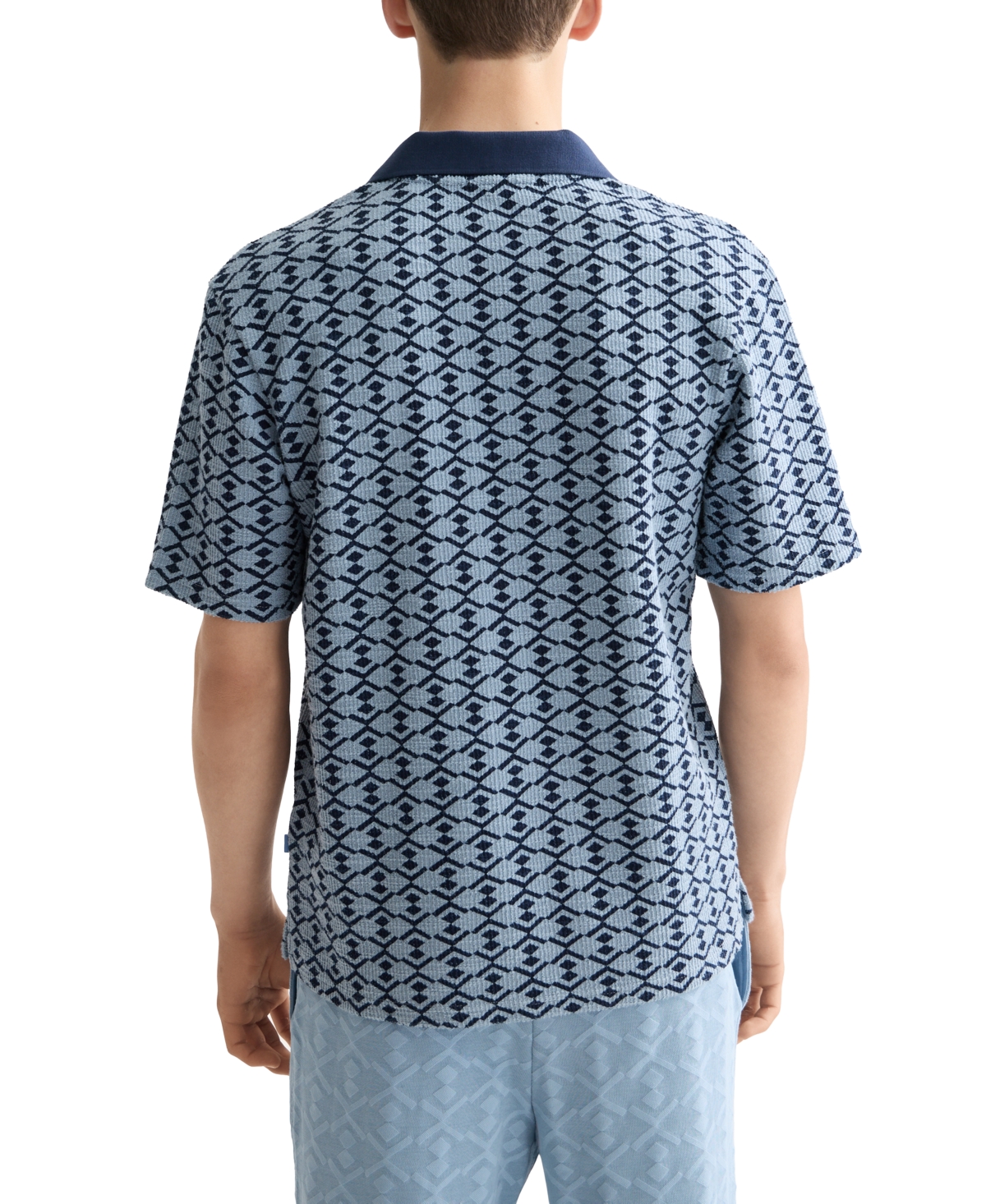 Scotch & Soda Men's Relaxed Fit Short Sleeve Geo Print Polo Shirt