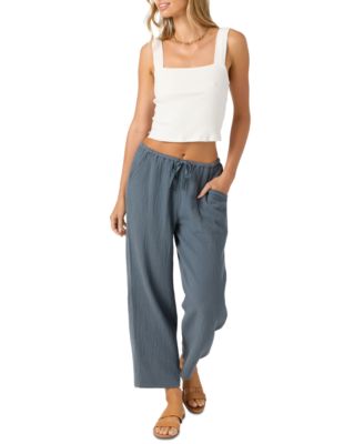 Juniors' Brenda Pull-On Cotton Crinkle Pants