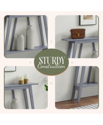 Conway Console Table Functional Narrow Wood Accent Entryway Table with Storage Shelf