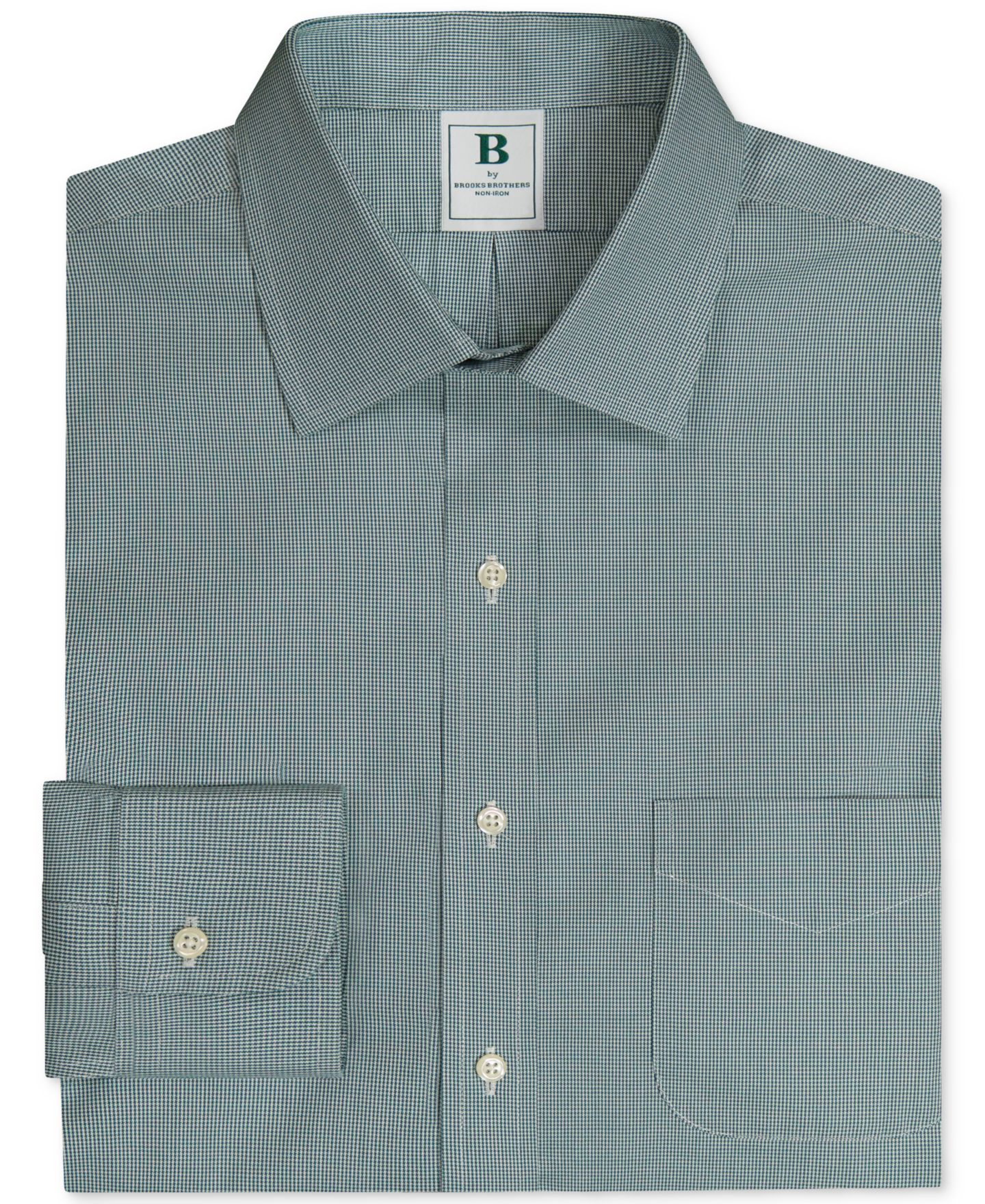 Мужская рубашка Brooks Brothers Regular-Fit Spread Collar Micro-Houndstooth Dress Shirt, цвет: Тёмный зелёный — фото 6