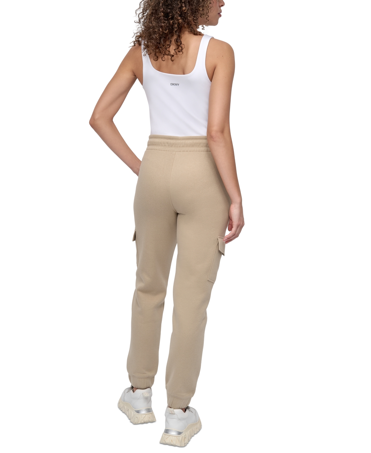 Dkny Sport Women's Studded-logo Cargo Joggers In Nude