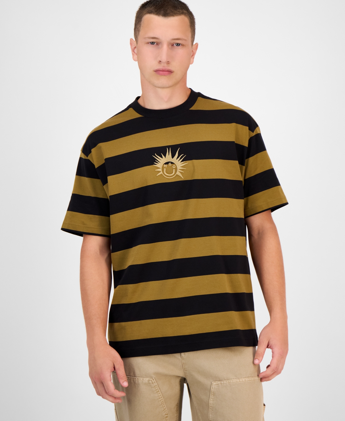 Hugo By Boss Men's Cotton Striped Graphic T-Shirt