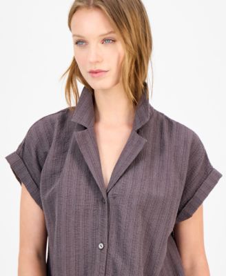 Women's Striped Notched-Collar Shirtdress