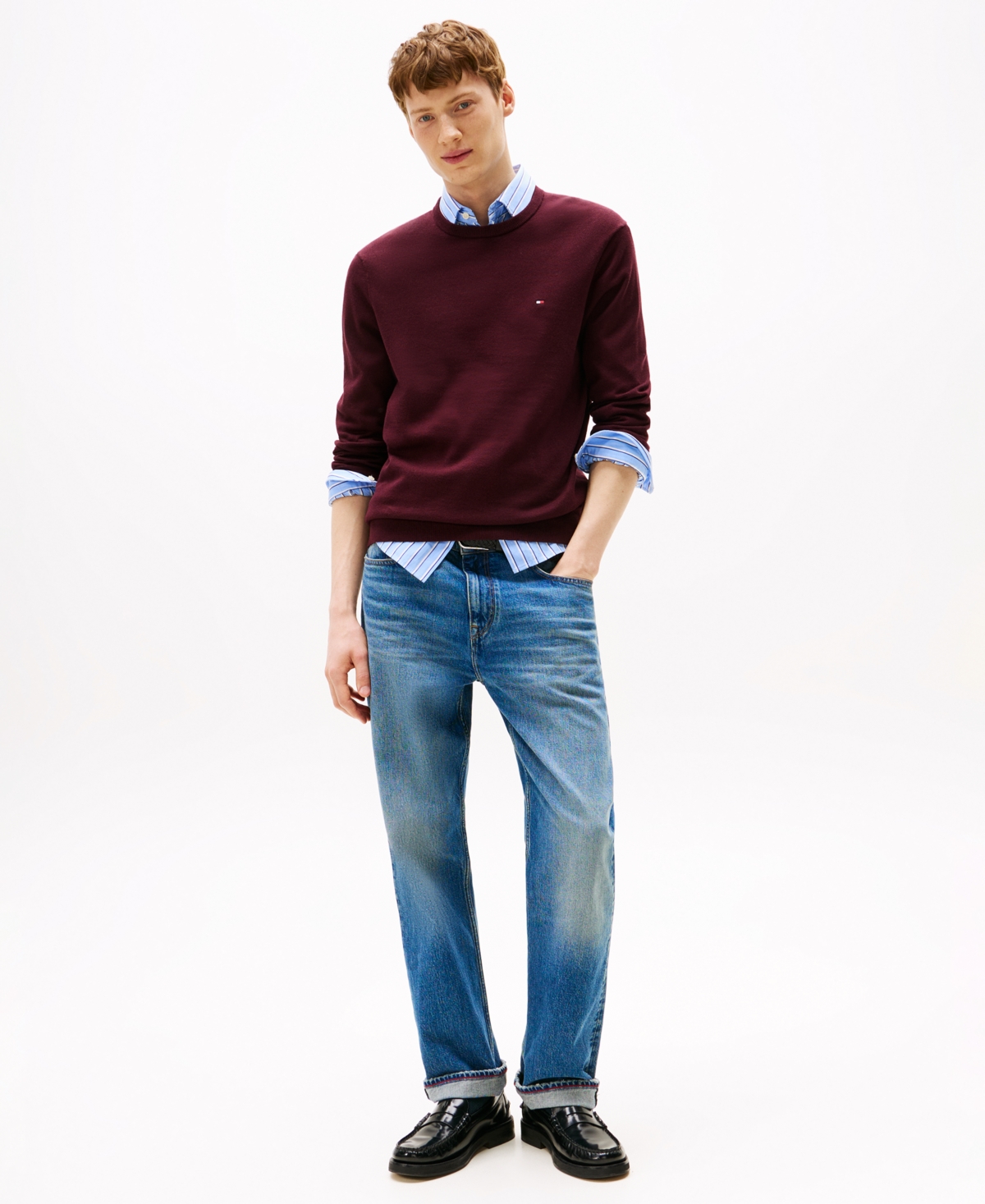 Tommy Hilfiger Classic Crewneck Sweater In Burgundy