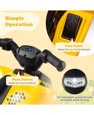 CAT Licensed Kids Ride on ATV with Horn Sound LED Headlight Foot Pedal