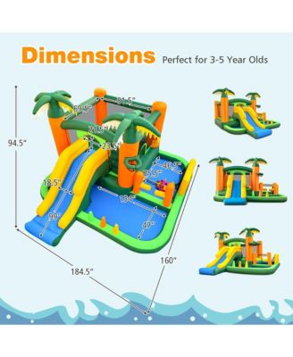 Tropical Inflatable Bounce Castle 8-in-1 Giant Jumping House with 680W Blower