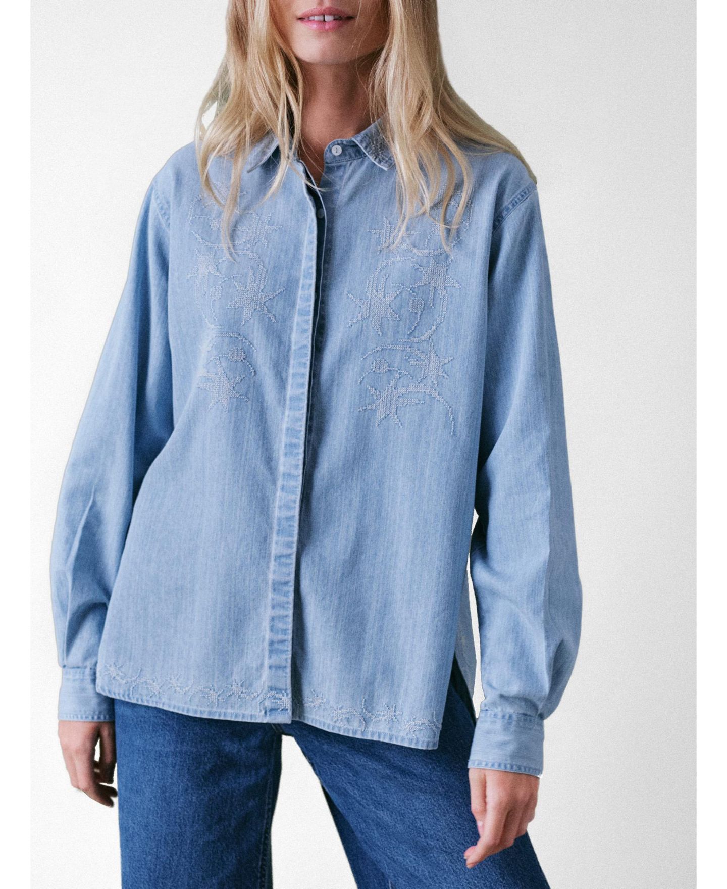 Женская блузка Cape Cove Stella Denim, цвет: Светлый джинсовый синий — фото 4