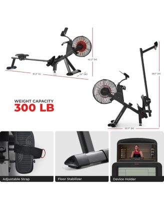 Premium Smart Magnetic Air Rower, 300LB Weight Capacity, Free SunnyFit App w/ Bluetooth