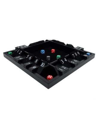 4 Player Shut the Box Dice Board Game with Black Stained Wood - 12 in