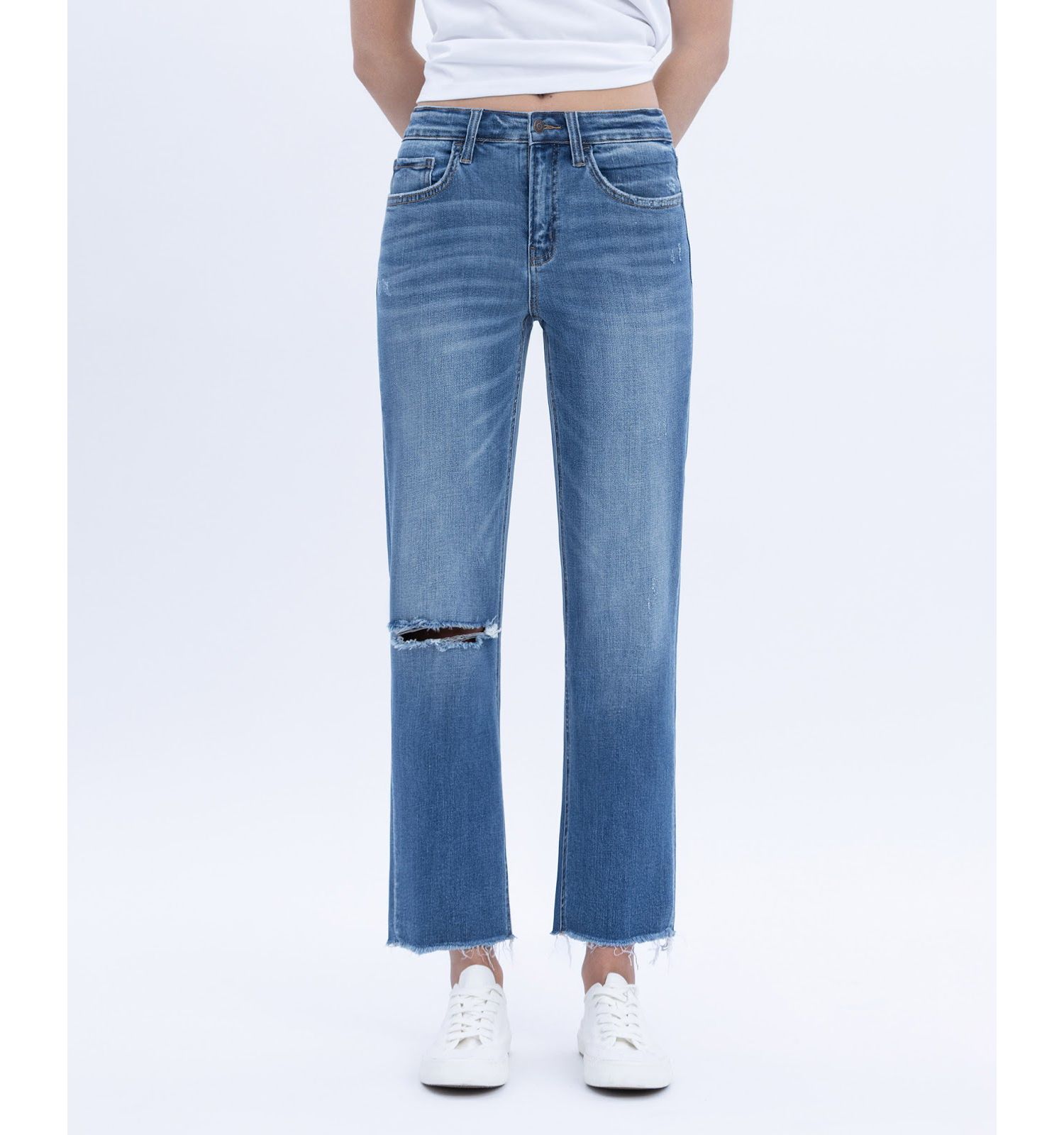 Women's Mid Rise Crop Straight Jeans