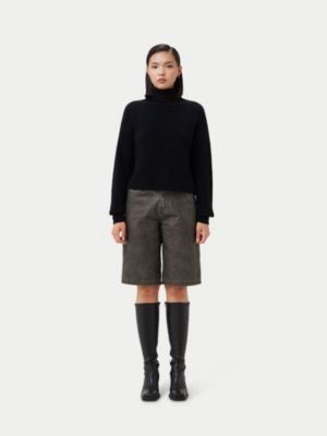 Women's Cashmere Cropped T-Neck Sweater