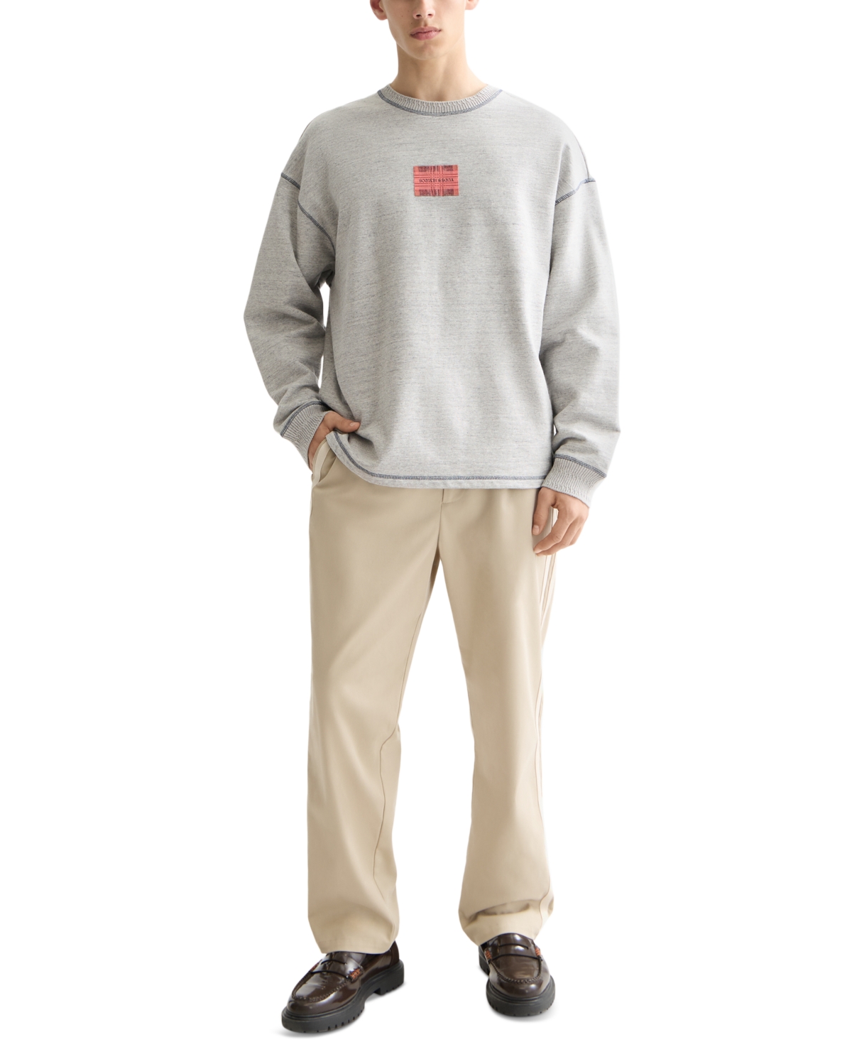 Scotch & Soda Men's Relaxed Fit Long Sleeve Logo Sweatshirt In Gray