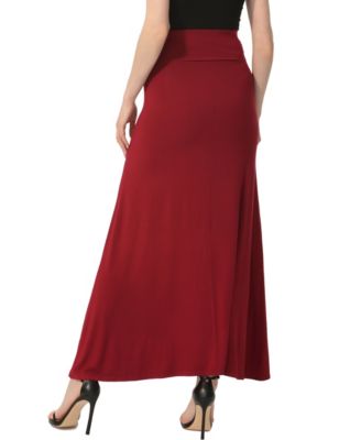 Women's Waist Ruched Pull On Maxi Skirt