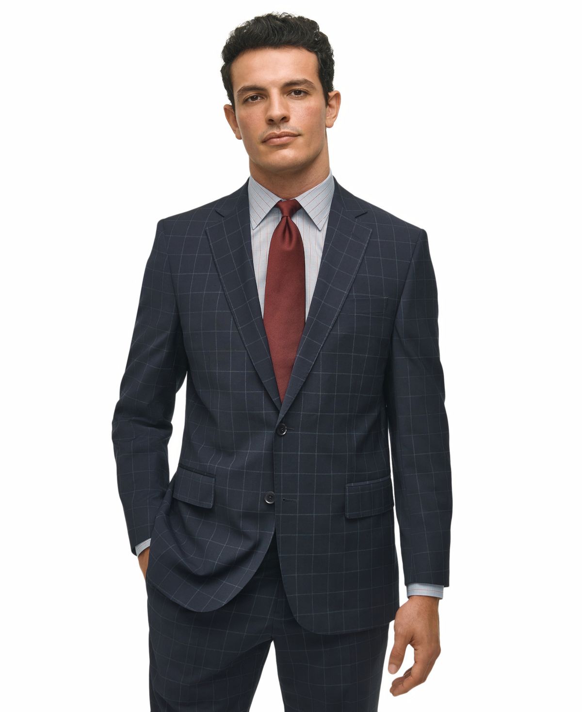 Мужской шерстяной костюм классического покроя Windowpane от B By Brooks Brothers