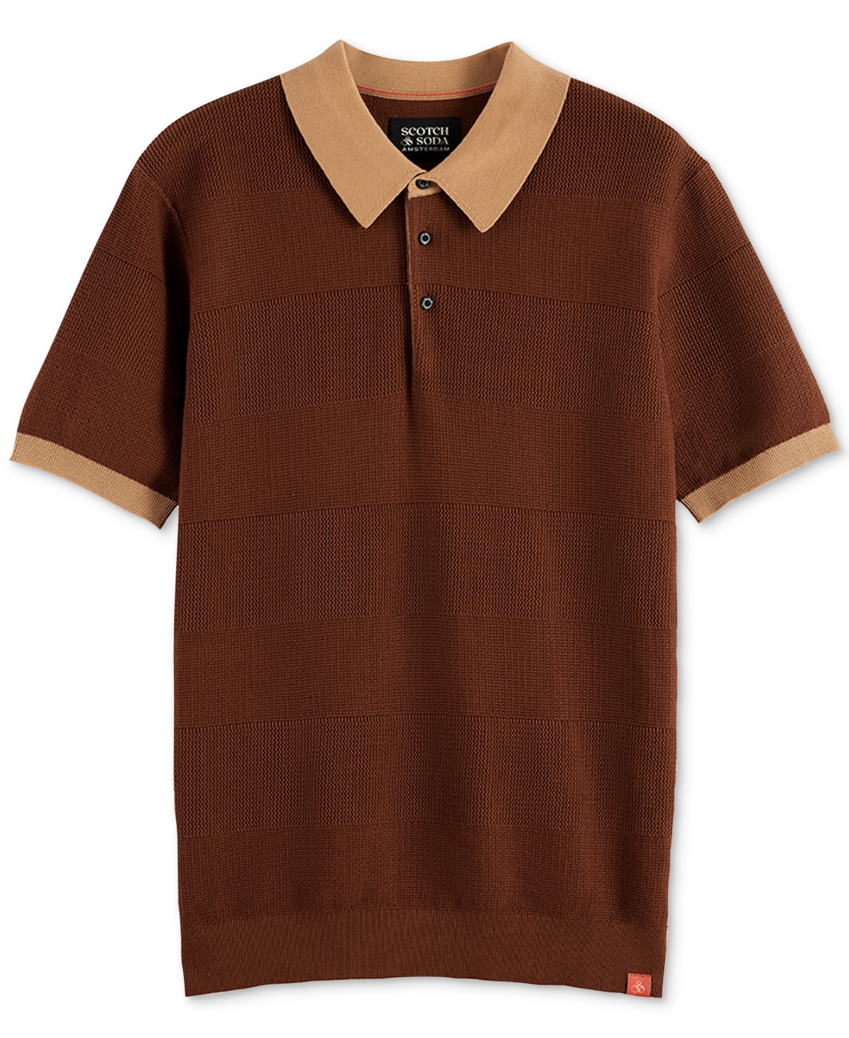 Scotch & Soda Men's Short Sleeve Tone-on-tone Polo Shirt In Brown