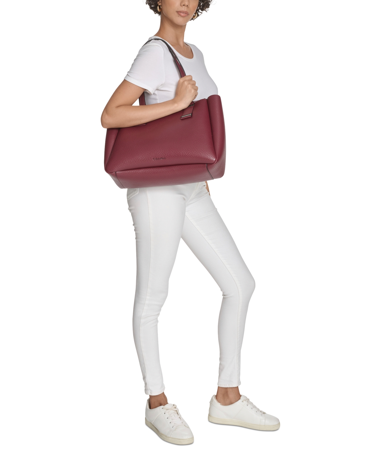 Calvin Klein Jett Large Tote Bag In Burgundy