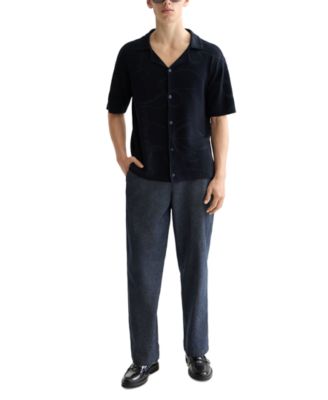 Men's Short Sleeve Tonal Jacquard Button-Front Shirt