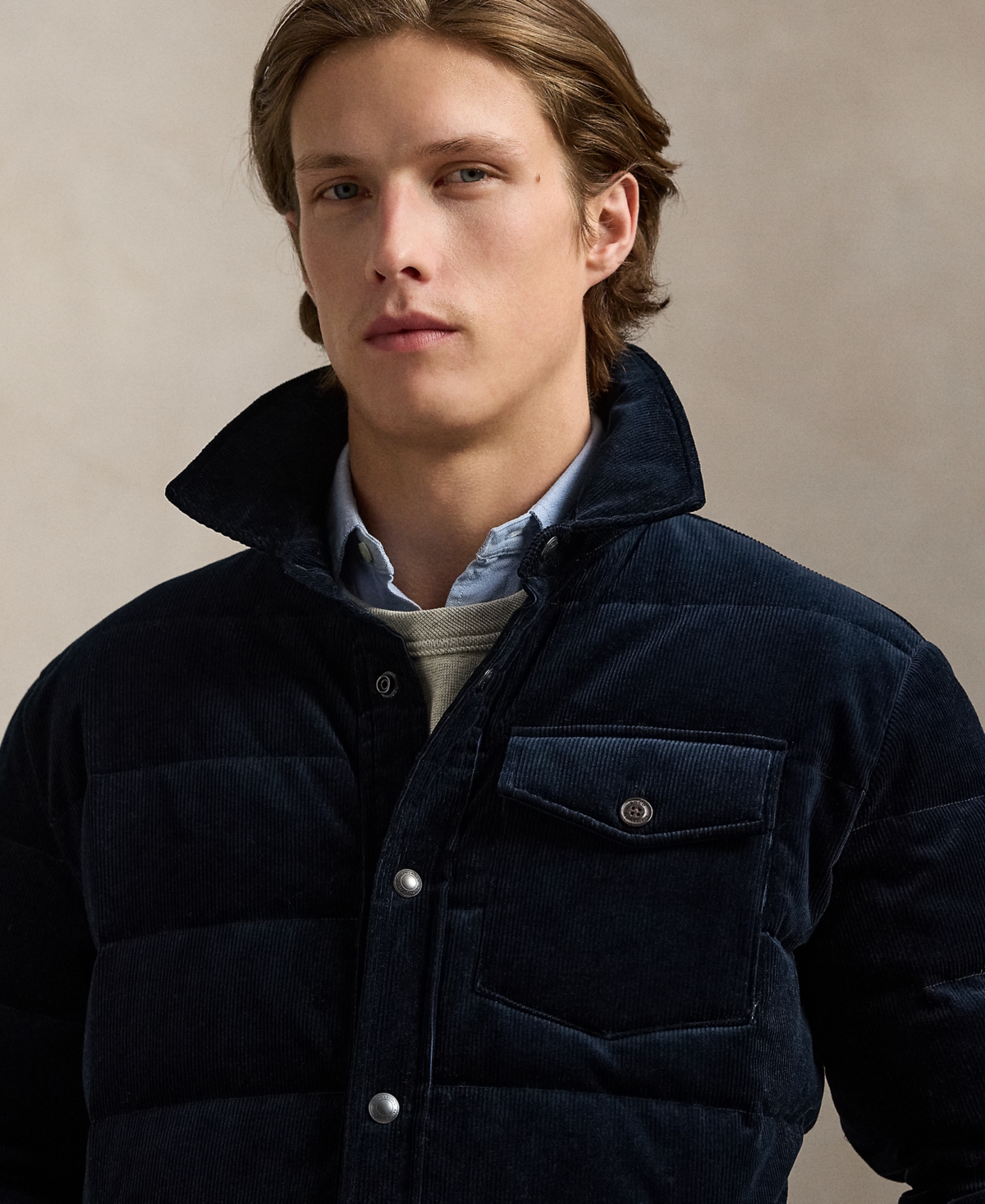 Polo Ralph Lauren Buttoned Padded Shirt Jacket In Blue