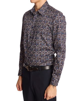 Men's Parker Slim Fit Long Sleeve Abstract Print Button-Front Shirt