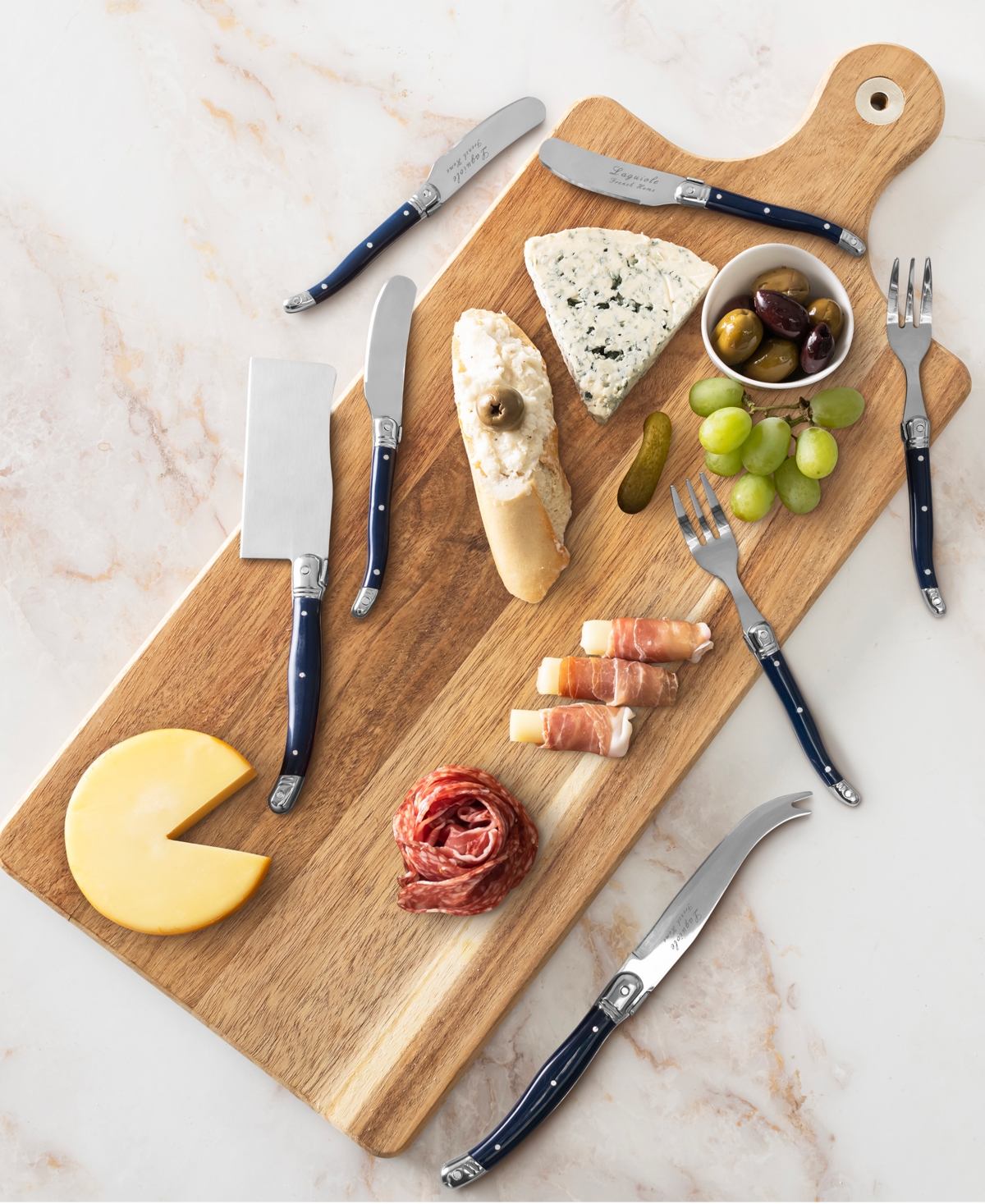 French Home Laguiole 12-pc. Charcuterie Set With Wood Board In Blue