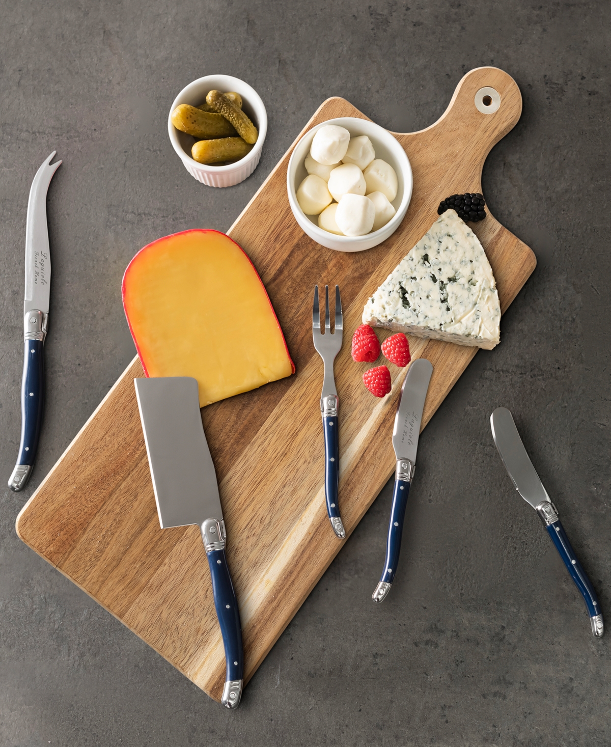French Home Laguiole 12-pc. Charcuterie Set With Wood Board In Blue