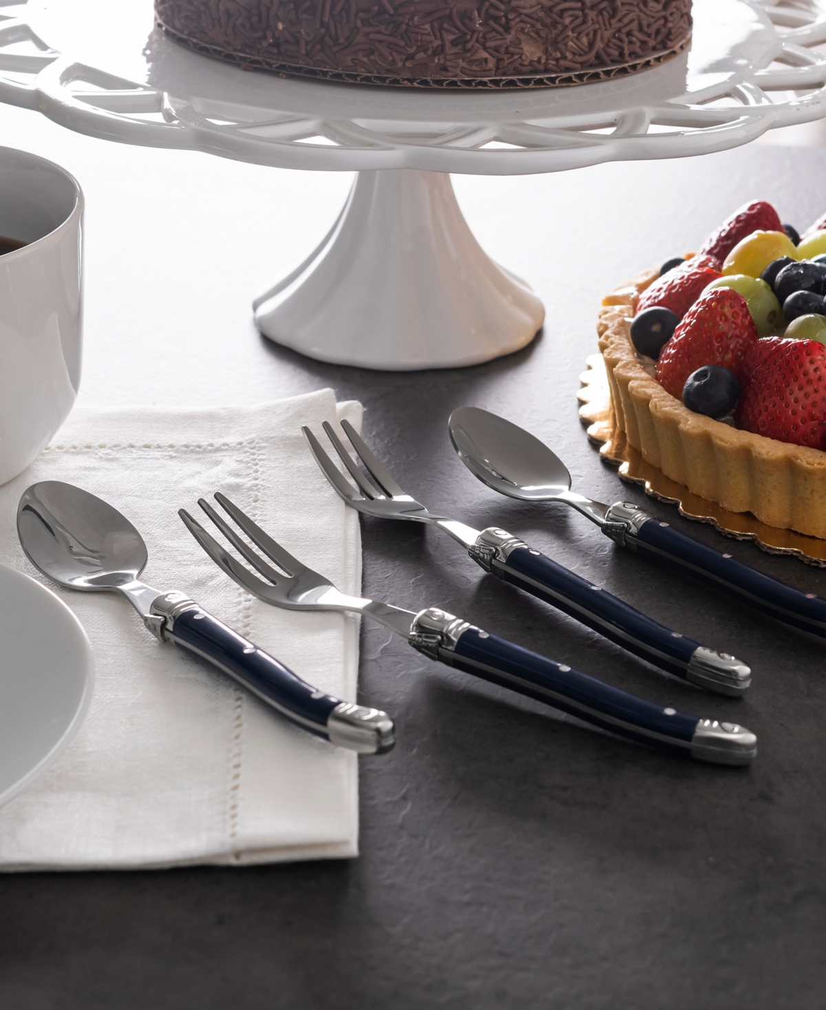 French Home 8pc Laguiole Coffee Spoons & Cake Forks In Blue