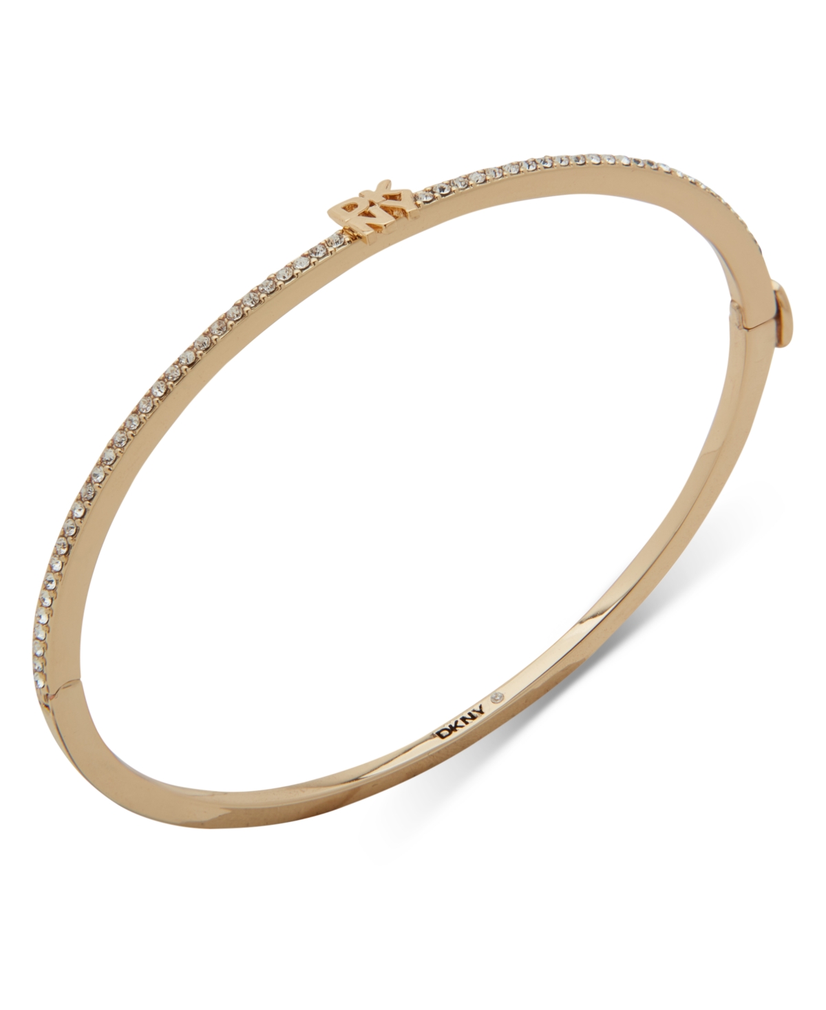 Dkny Pave Logo Bangle Bracelet In White