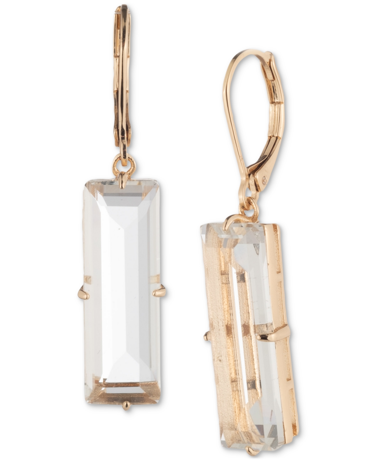 Ralph Lauren Crystal Baguette Drop Earrings In Gold