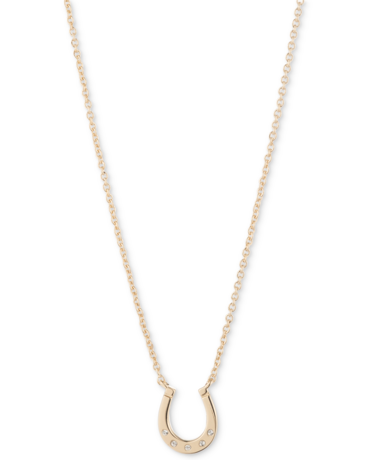 Ralph Lauren Pave Horseshoe Pendant Necklace, 16" + 3" Extender In Gold