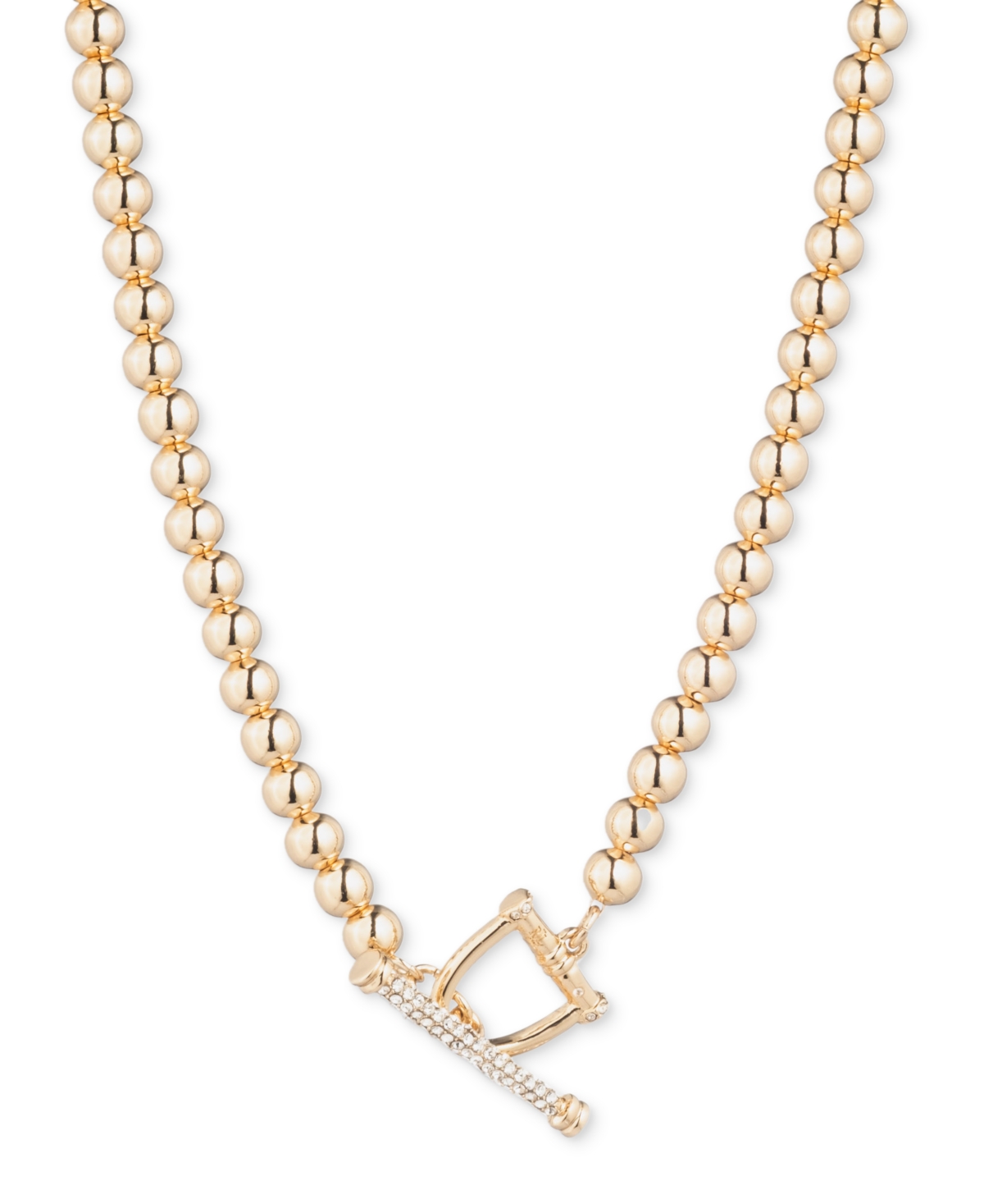 Ralph Lauren Pave Toggle Beaded 16" Collar Necklace In Gold