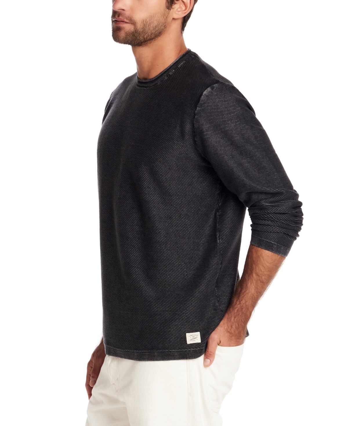 Weatherproof Vintage Men's Cotton Roll-neck Stonewash Sweater In Black
