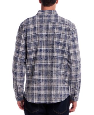 Men's Long Sleeve Distressed Flannel Button-Front Shirt