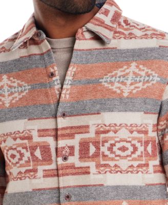 Men's Southwest Pattern Long Sleeve Button-Front Shirt Jacket