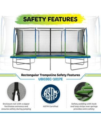 - Mega 10' X 17' Gymnastics Style, Rectangular Trampoline Set with Premium Top-Ring Enclosure System