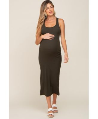 Maternity Black Ribbed Basic Maxi Dress