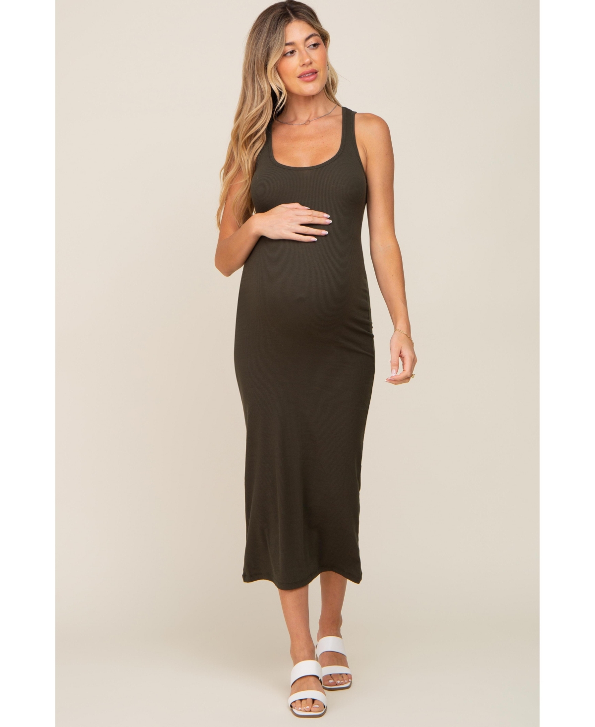 Pinkblush Maternity Black Ribbed Basic Maxi Dress
