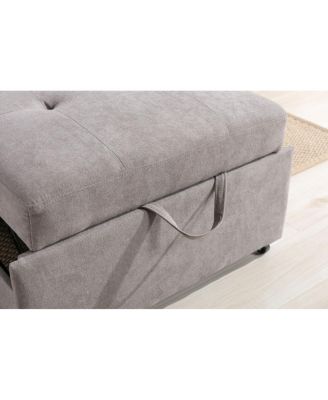 35"W Gray Woven Convertible Armchair