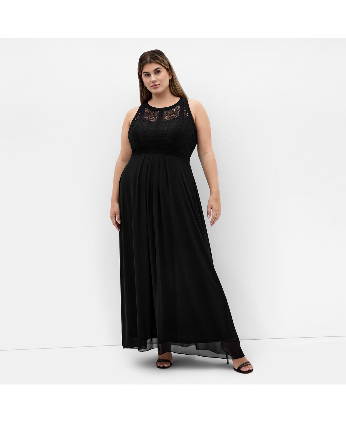 Women's Panelled Bodice Maxi Dress - Black