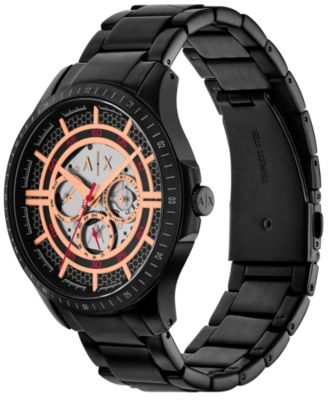 Men's Quartz Multifunction Black Stainless Steel Watch, 46mm