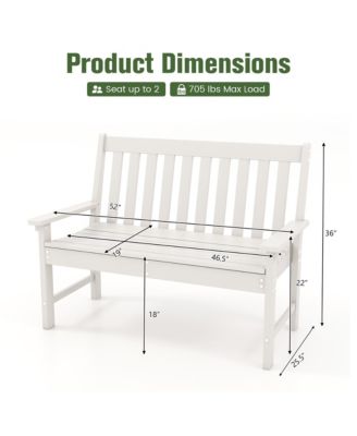 Garden Bench All-Weather HDPE 2-Person Outdoor Bench for Front Porch Backyard