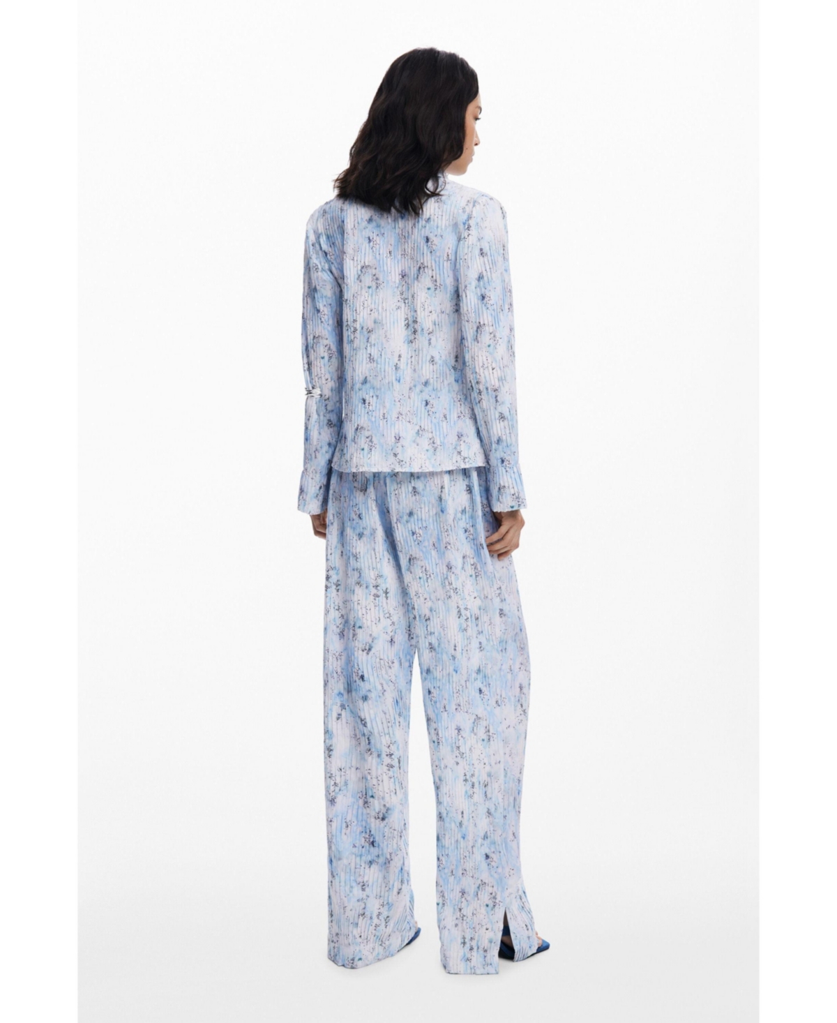 Desigual Women's Pleated Stretch Shirt In Blue